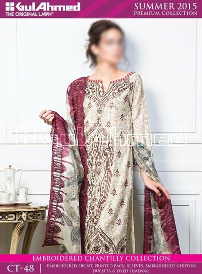 Gul Ahmed Summer Lawn Collection 2015 Prices Rs.-5,500