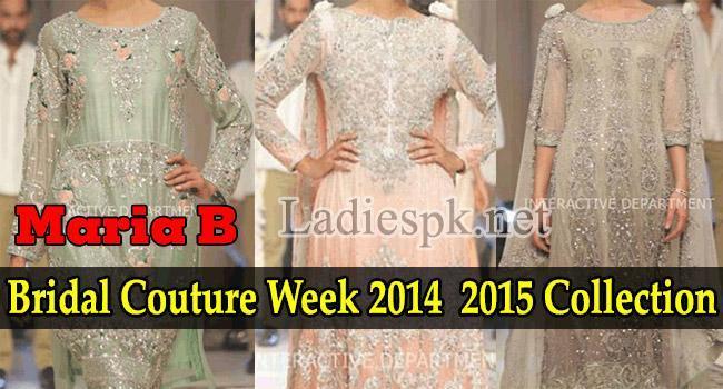 Latest Fashion Trends Dresses Maria B Bridal Couture, Fashion Week 2014 2015 Collection Walima Frock Long Tail Gown
